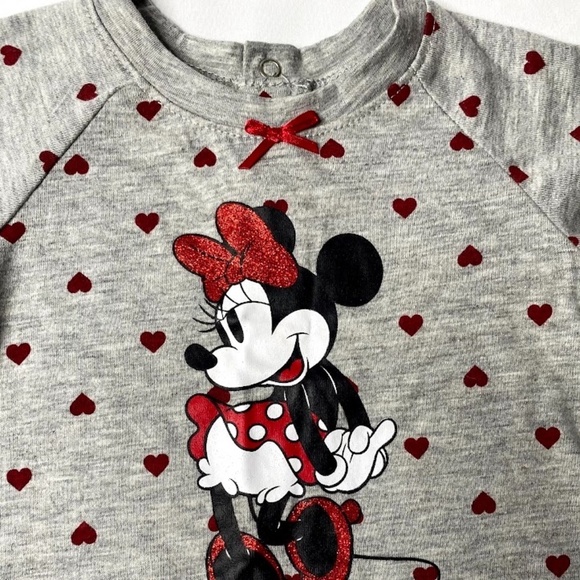 Disney Baby Minnie Mouse Valentines Heart Romper Gray Size Newborn - Picture 6 of 14